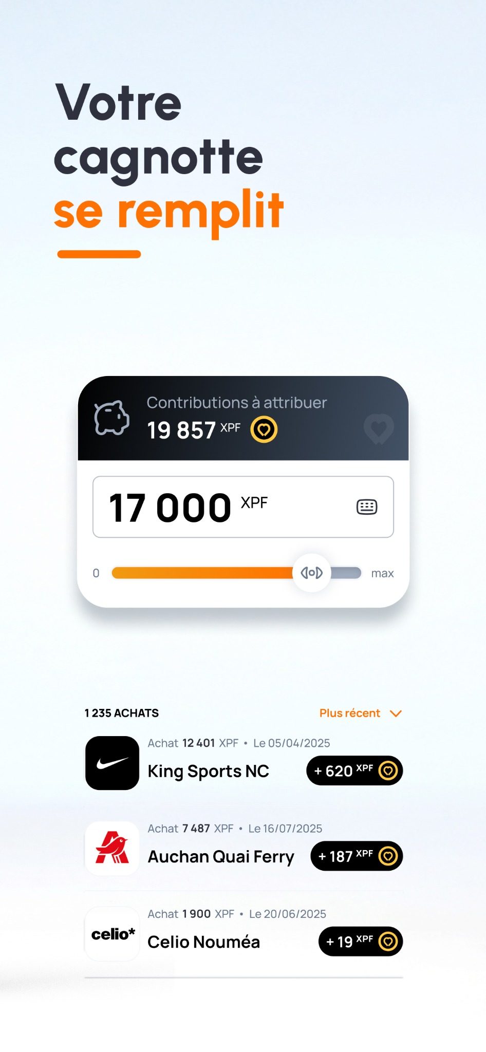 Votre cagnotte se remplit dans l'application WeAct